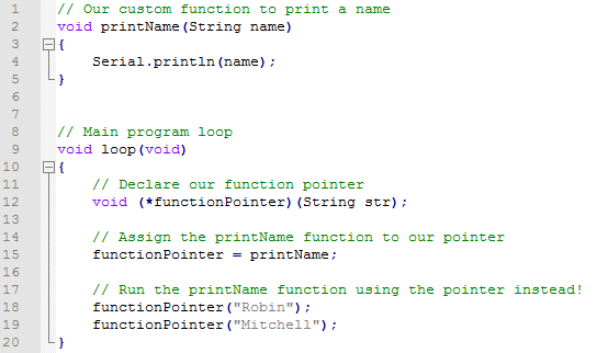 custom iot - function pointers