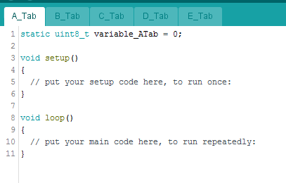 ESP32 Wireless Microcontroller as a General Purpose Processor Using the Arduino IDE - Arduino project with five tabs