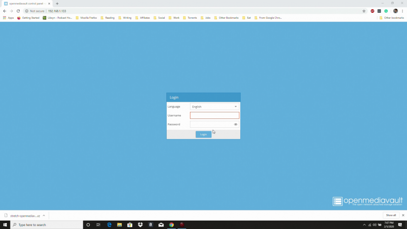how to install openmediavault on rockpro64 - omv web gui login