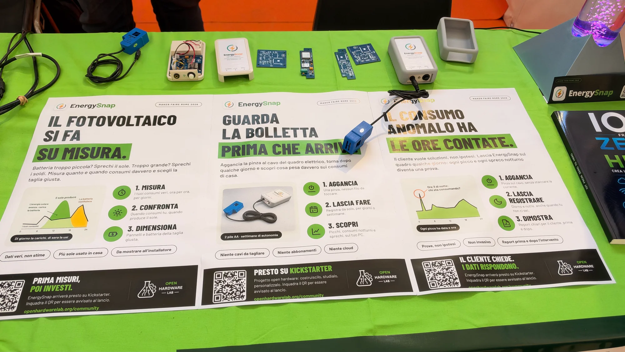 EnergySnap logger, clamp sensor and explanatory leaflets