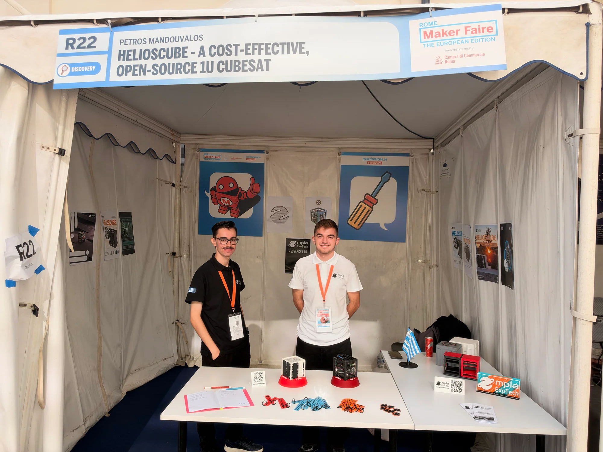 HeliosCube exhibition stand with CubeSat demonstrators