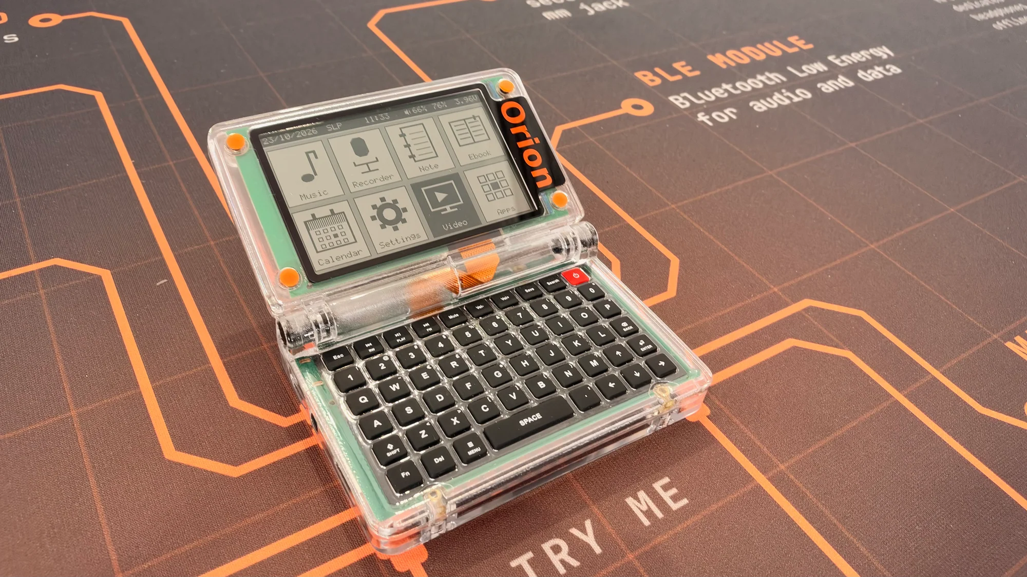 Orion pocket computer showing its application menu