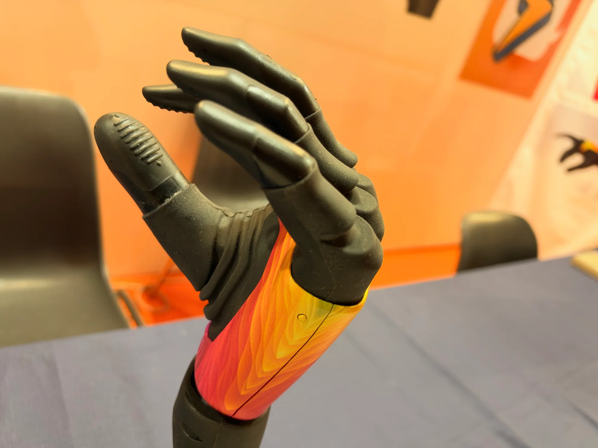 Close-up of the articulated fingers on the Prensilia MIA Hand