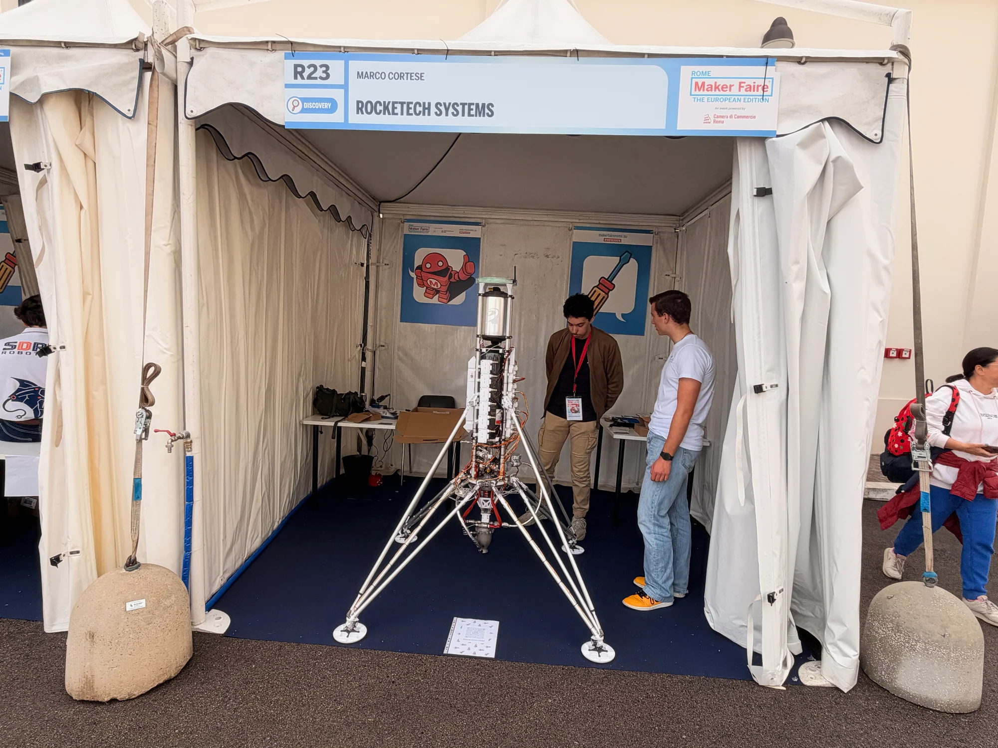 Rocketech Systems open-framed prototype with a tall central assembly and supporting legs