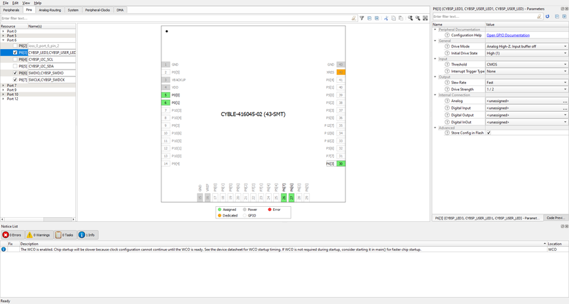 CY8CPROTO-0630BLE Pin config tool