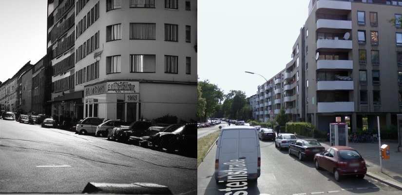 side by side comparison between Paragraphica and Google street view