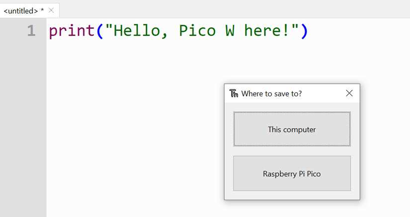 The menu option to save directly to the Pi Pico