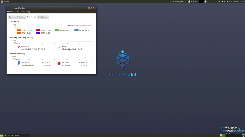 ubuntu mate rockpro64 system monitor