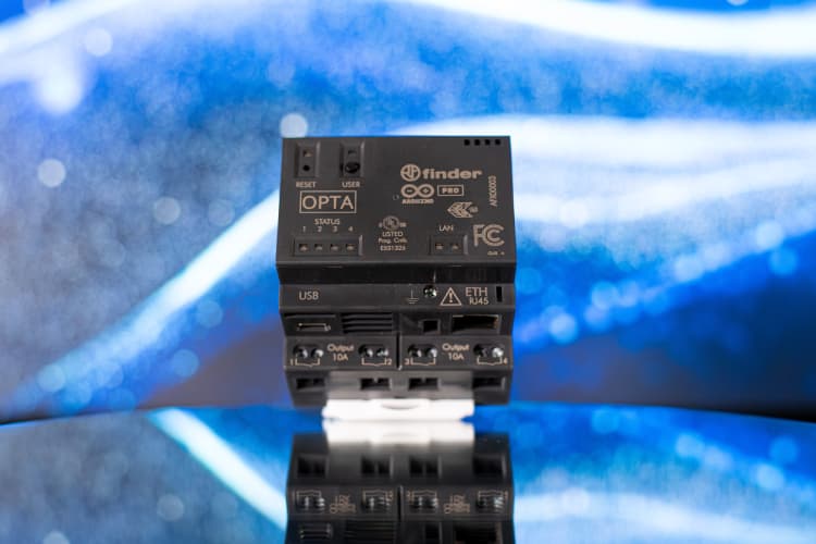 Arduino Opta on a blue background