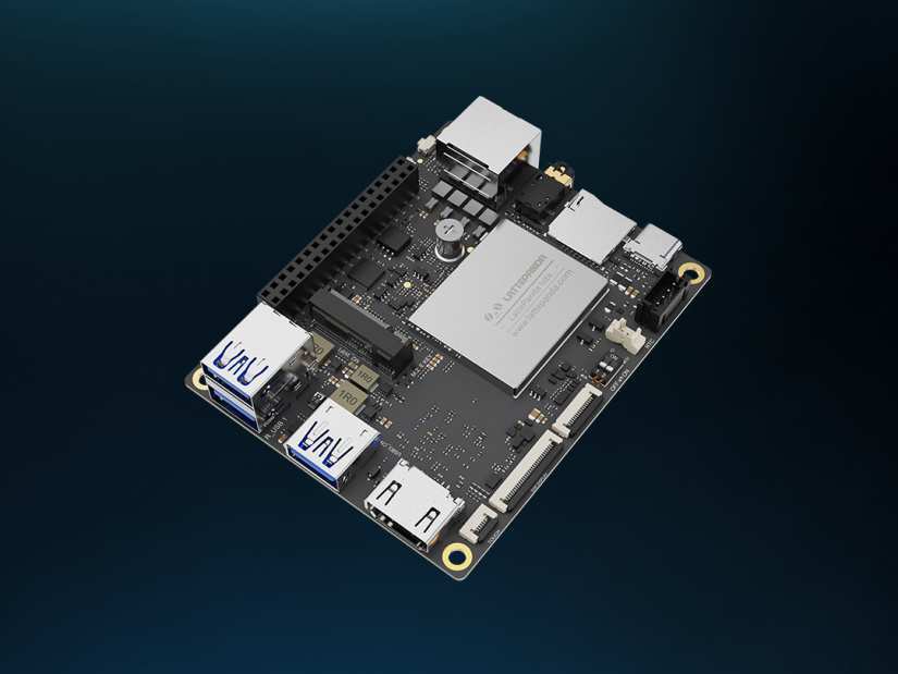 LattePanda IOTA palm-sized x86 SBC showing HDMI, USB, Ethernet, and M.2 area