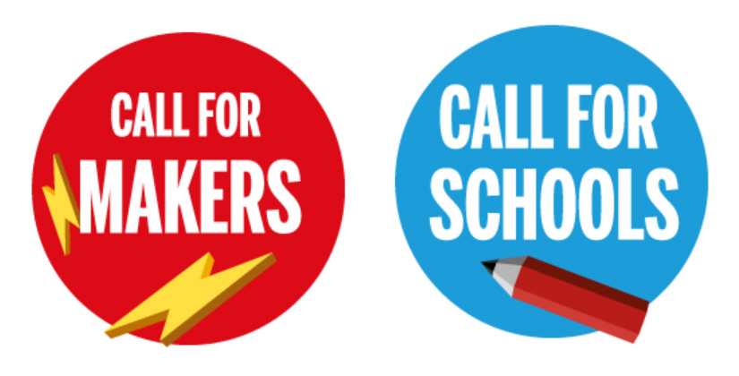 Logos showing Calls for Makers and schools