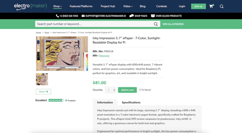 Buy an Inky Impression  from the Electromaker Store