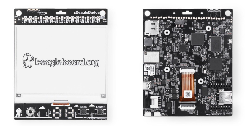 BeagleBadge - a view of its form factor top and bottom