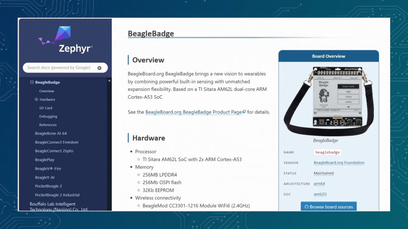 Beaglebadge zephyr overview