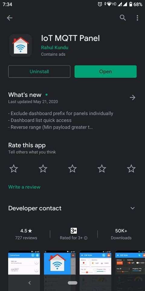 IoT MQTT Panel Application