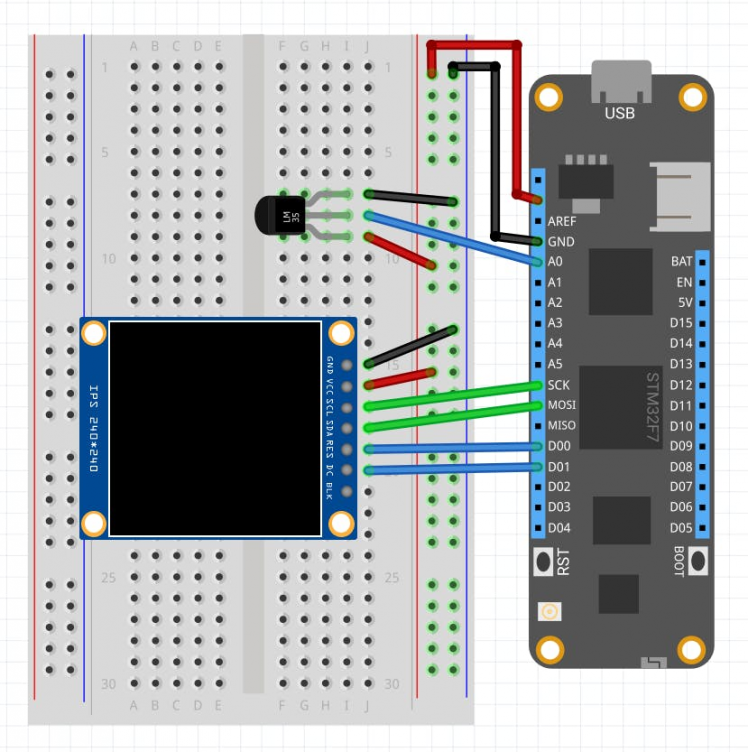 Fritzing Diagram for the Temperature Monitor