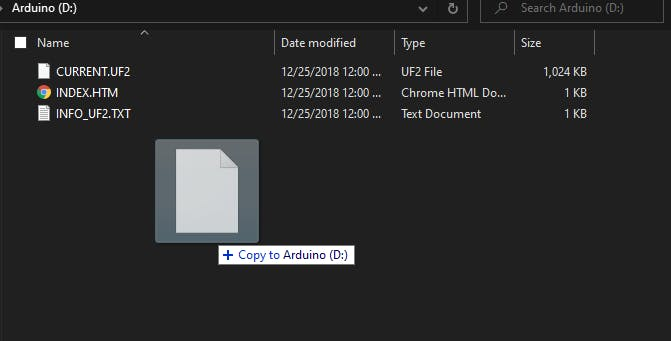 drag and drop the .uf2 files in to arduino drive drag and drop the .uf2 files in to arduino drive