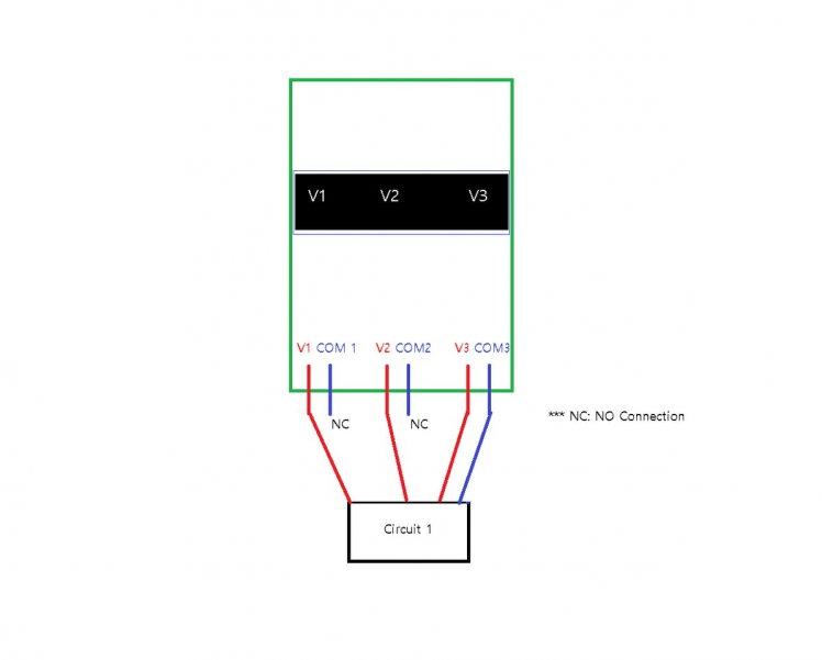 3 different voltage measurements on single circuit