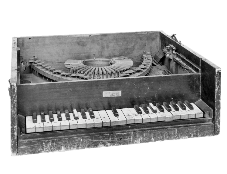 A typewriter prototype patented by Dr. Samuel Ward Francis of Newport, Rhode Island in 1857. Image from National Museum of American History.