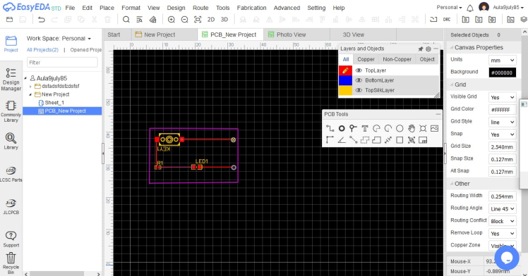 PCB design with EasyEDA online tool