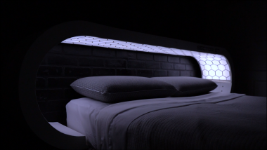 Artificial Sunrise Headboard With Voice Assistant And Coffee