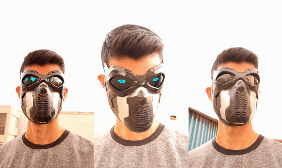 Sci-fi 3d Printed Mask With Transparent Display