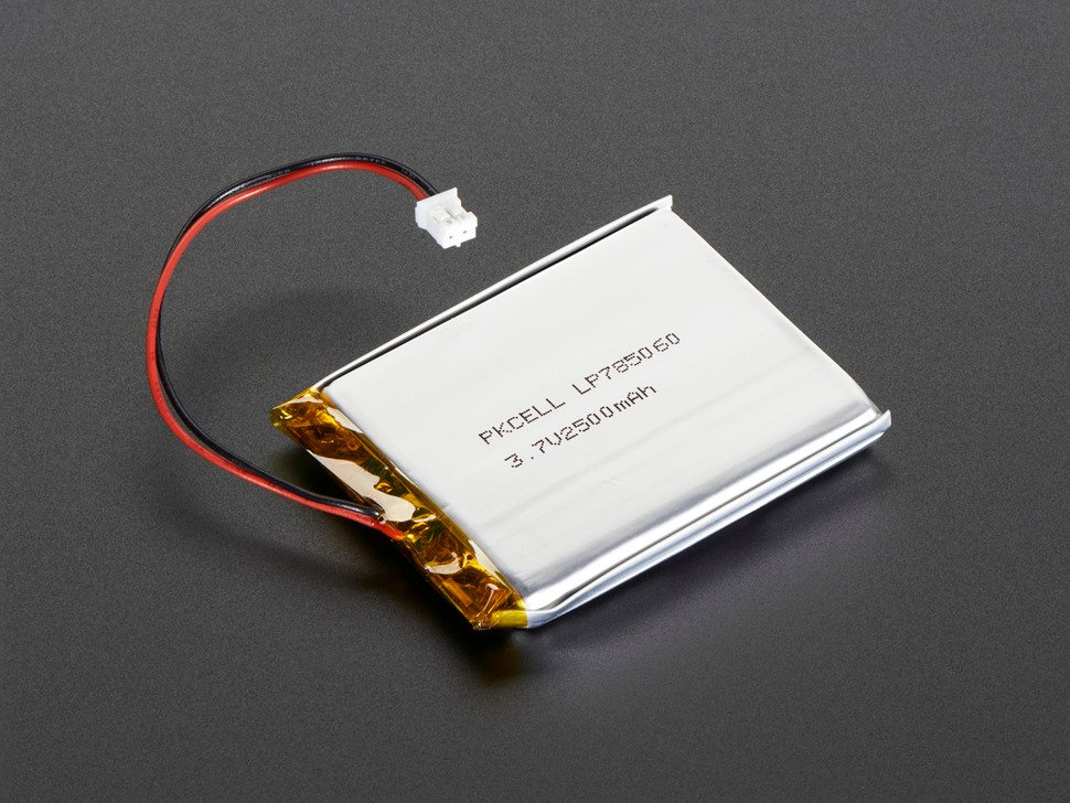 Lithium Ion Polymer Battery - 3.7v 2500mAh : ID 328 : $14.95 : Adafruit  Industries, Unique & fun DIY electronics and kits