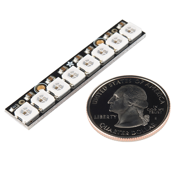 thumbnail interactive-video image 1 of MDFLY WS2812 RGB LED Breakout Board - 8 Addressable LEDs For DIY Arduino, Raspberry Pi, And Electronics Projects 1 of 1